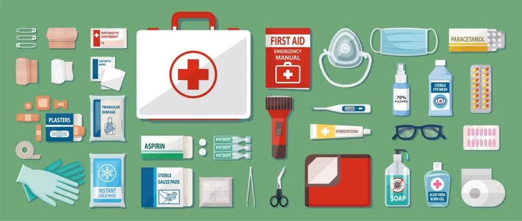 Do czego służą elementy wyposażenia apteczki w nagłych wypadkach?